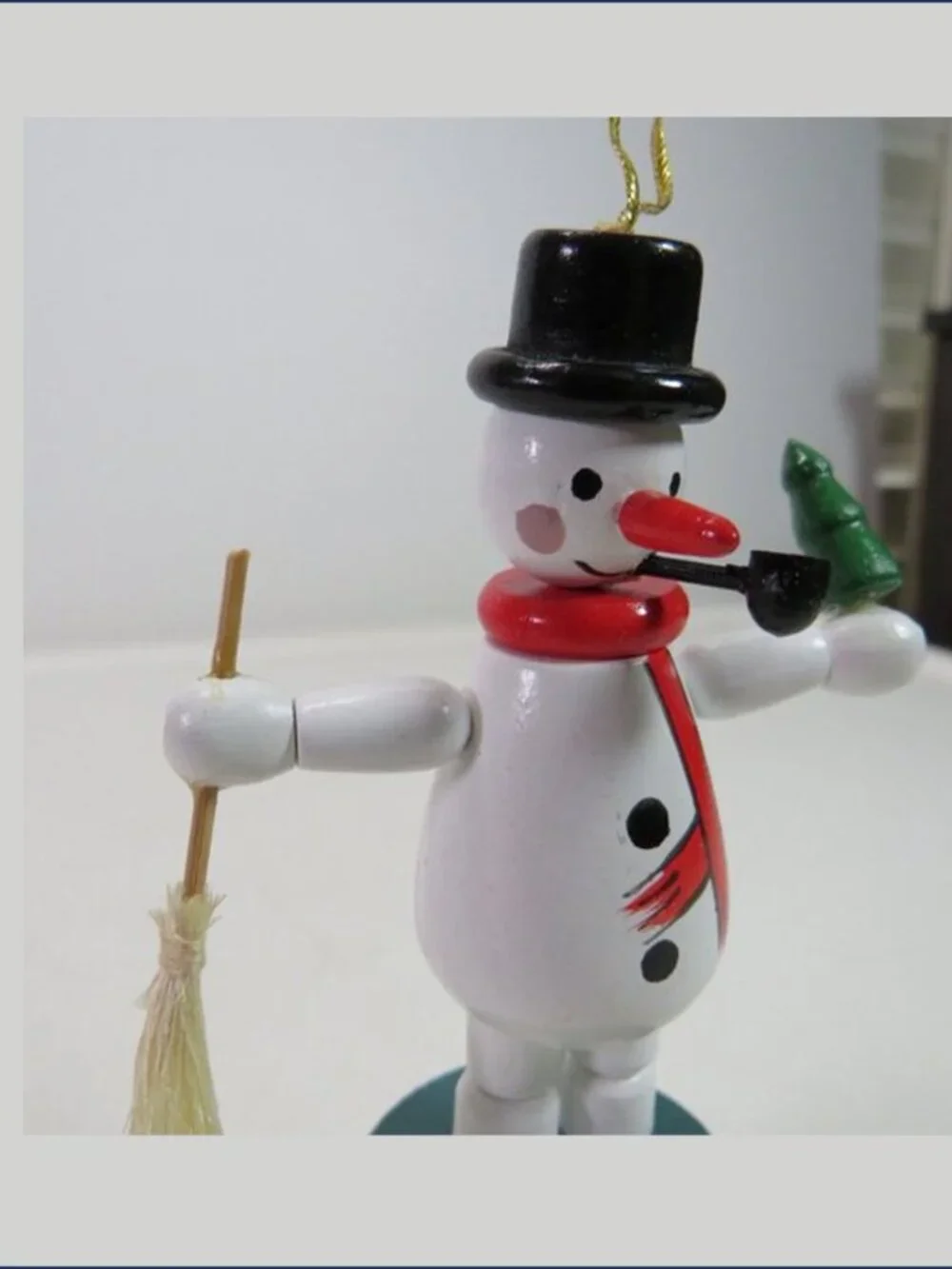 Vintage Wooden Collapsing Snowman Thumb Puppet Wakouwa Toy Christmas Ornament